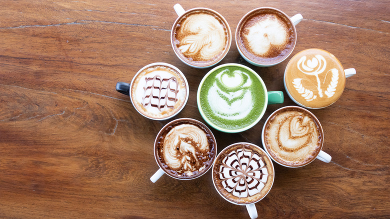 variety of flavored lattes