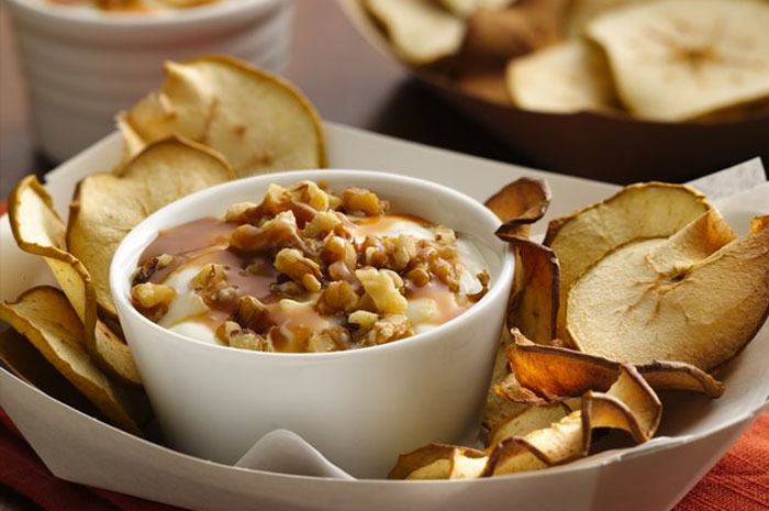 Apple Chips with Salted Caramel Yogurt Dip