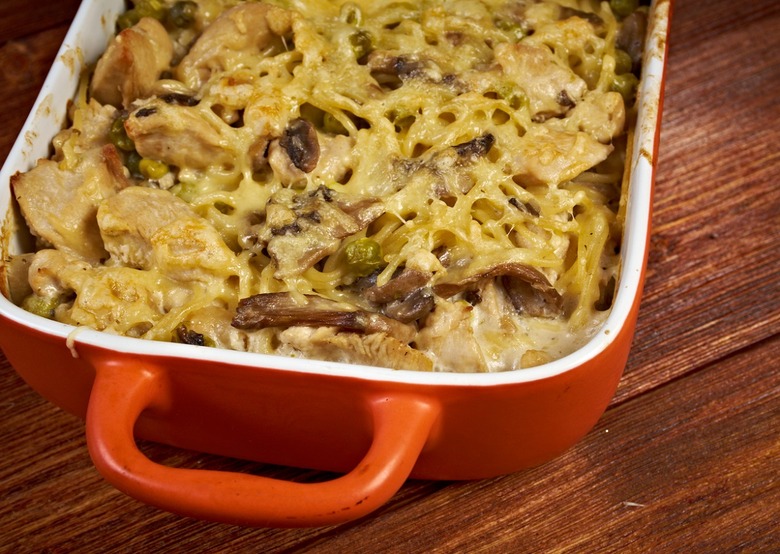 Best Turkey Tetrazzini with Mushrooms, Bacon, Garlic, and Herbs