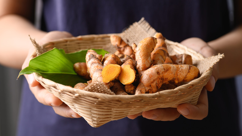 basket of fresh turmeric