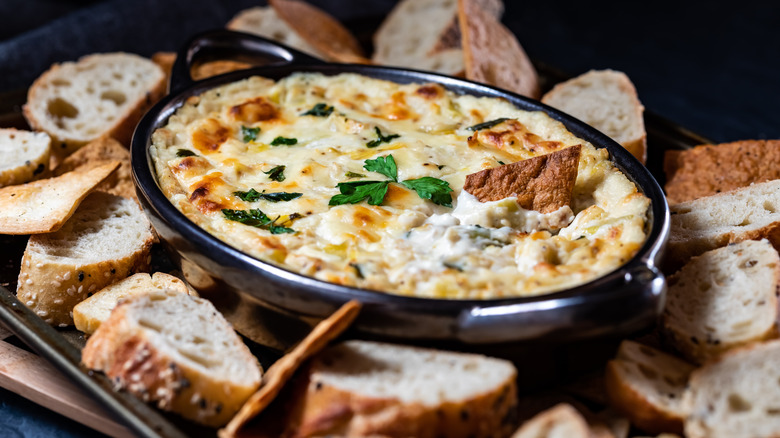 artichoke dip with bread