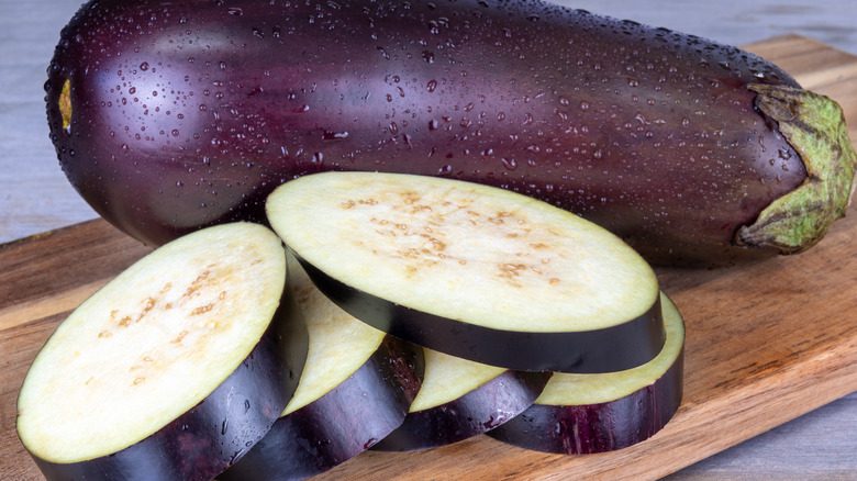 whole and sliced eggplant