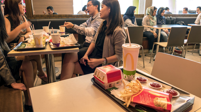 customers eating at McDonald's