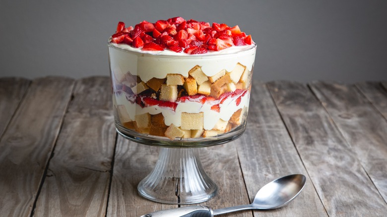 Strawberry and cake trifle