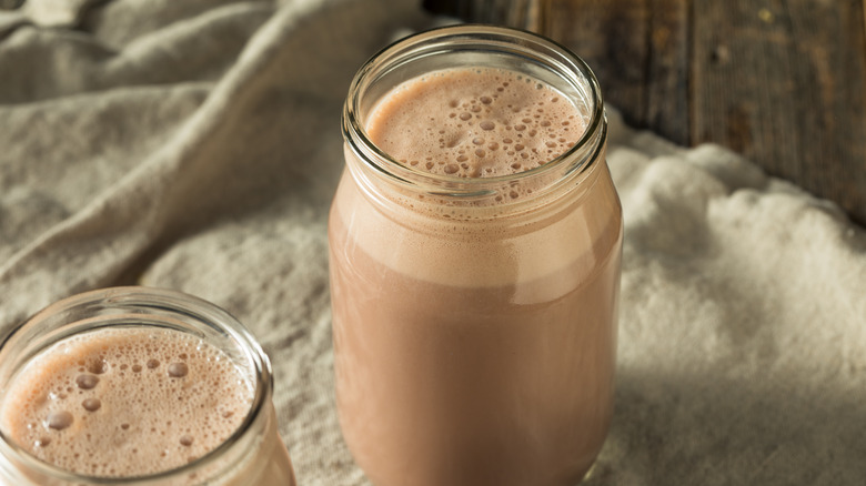 Chocolate milk in a jar