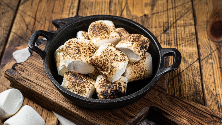 Toasted marshmallows in a skillet