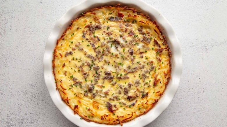 quiche topped with chives