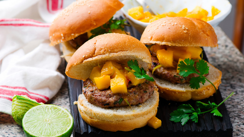 turkey burgers with mango salsa