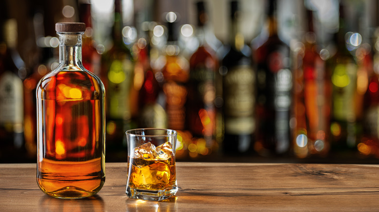 Bourbon on a bar counter