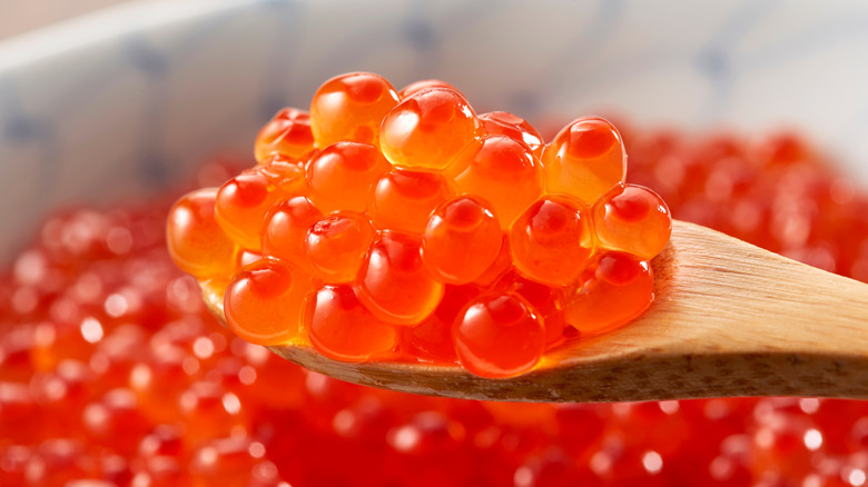 Trout roe on spoon