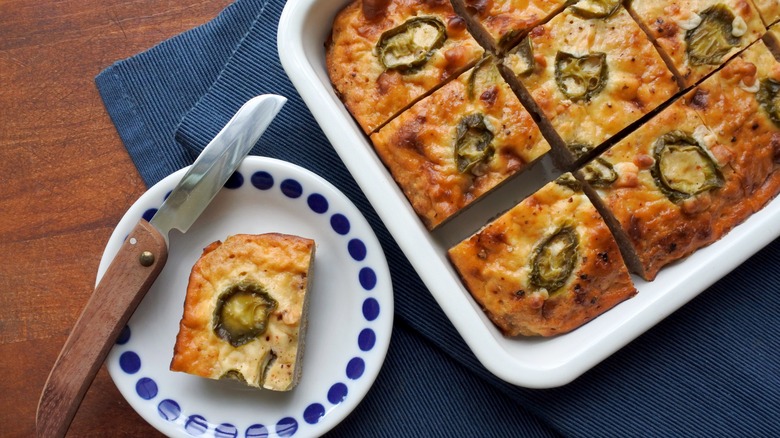 Golden sliced jalapeno cornbread