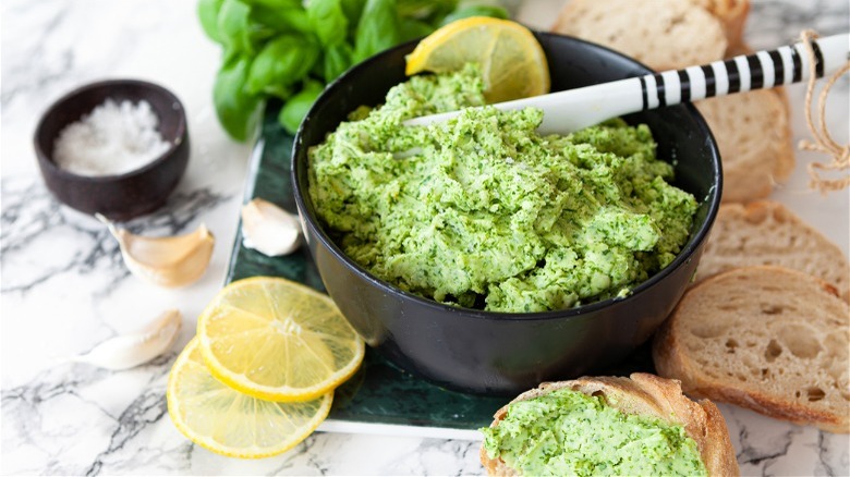 green butter made with basil