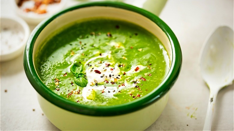 green soup with basil