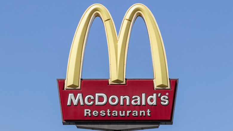 McDonald's sign across blue sky