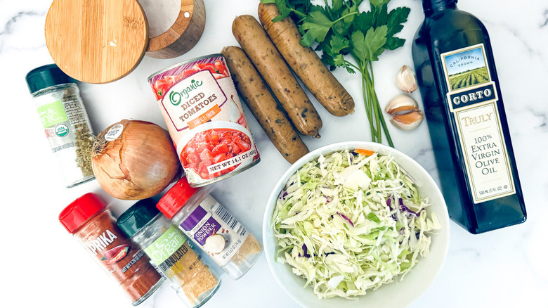 sausages cabbage and canned tomatoes