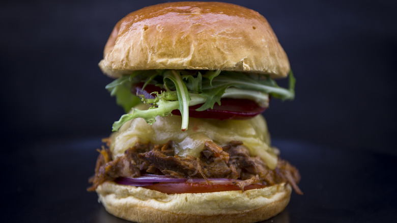 pulled pork burger with apple chutney