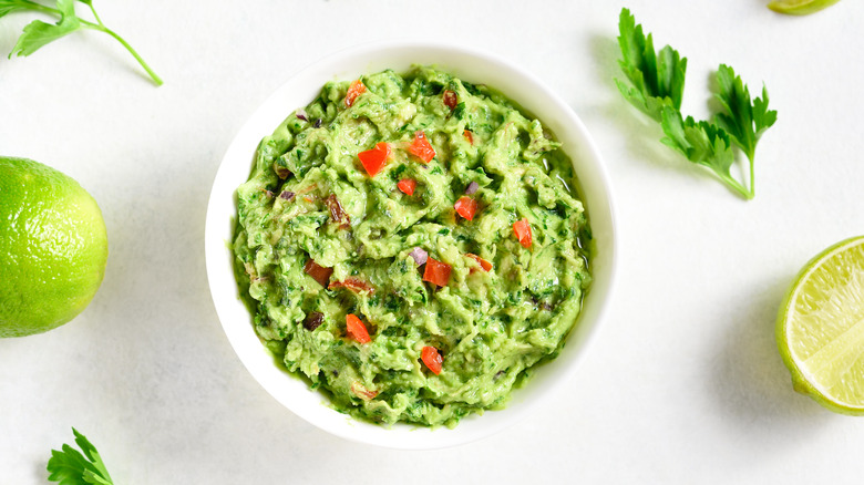 Homemade guacamole in serving bowl