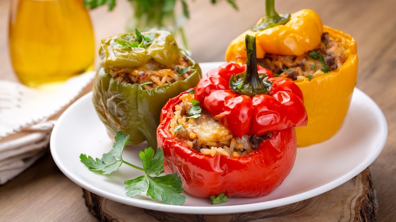 Stuffed peppers on plate