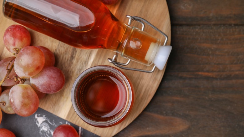 dish and bottle of Red wine vinegar