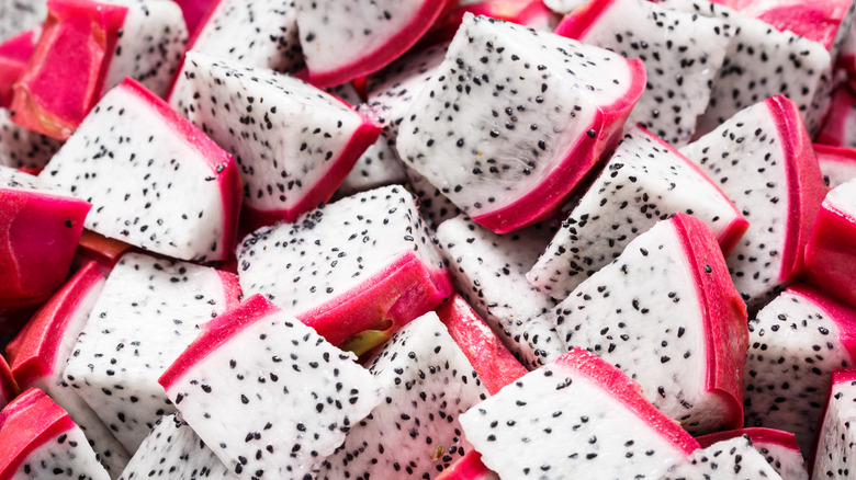 Cubed dragon fruit