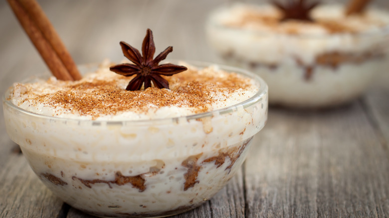 Garnished rice pudding