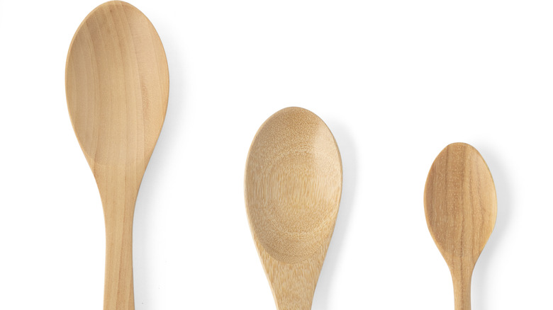 wooden spoons closeup