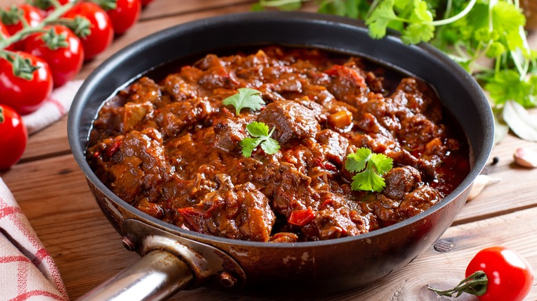 Beef stew in a pan