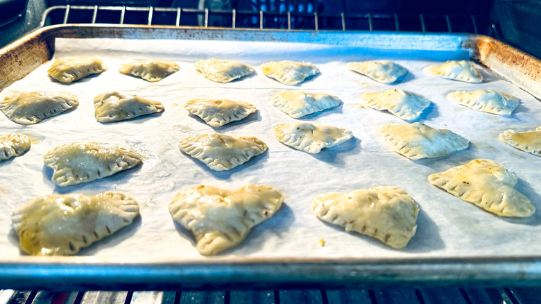 pastry hearts in oven