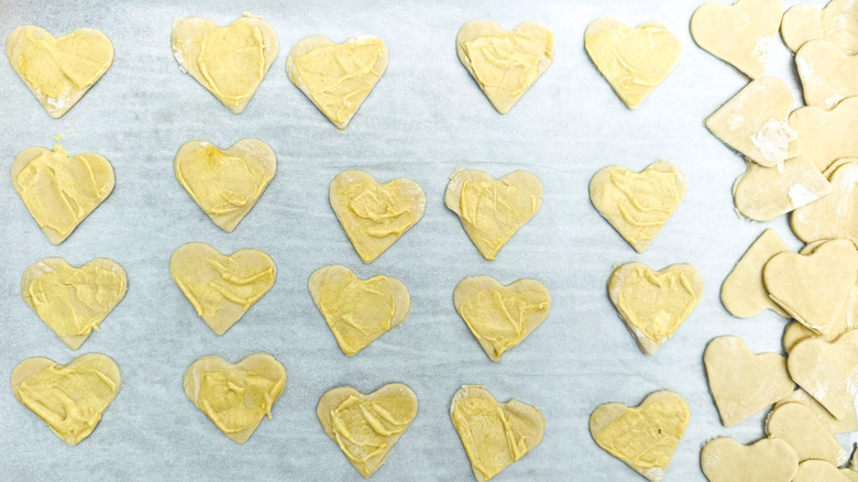 pastry hearts with mustard