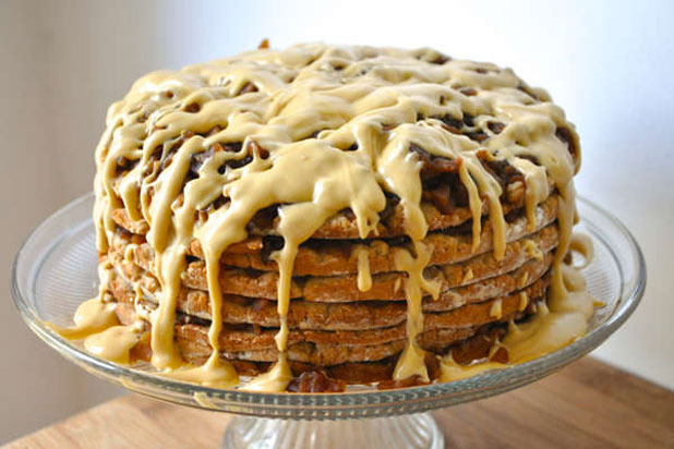 Dried Apple Stack Cake with Molasses Cream Cheese Frosting