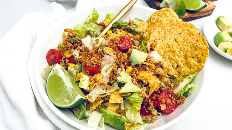 vegan taco salad serving