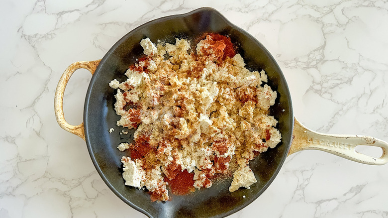 tofu chorizo in skillet