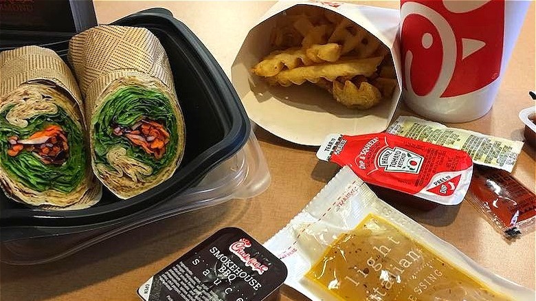 Chick-fil-A vegan wrap and fries