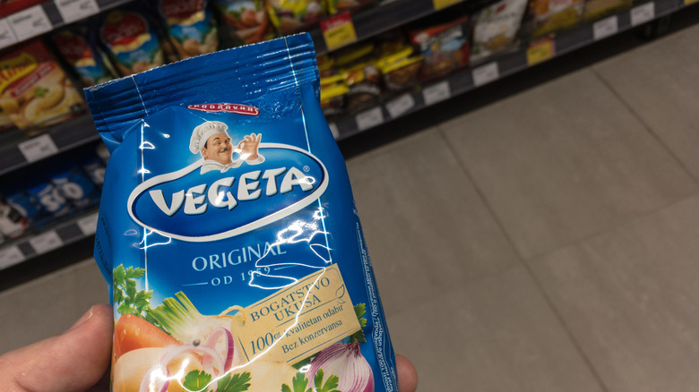 Person holding Vegeta package in store