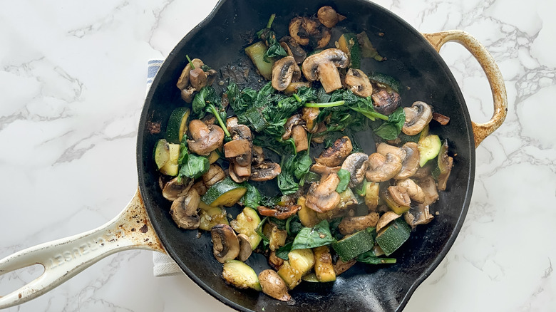 sauteed veggies in skillet