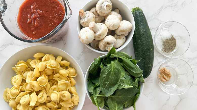 ingredients for vegetable tortellini casserole