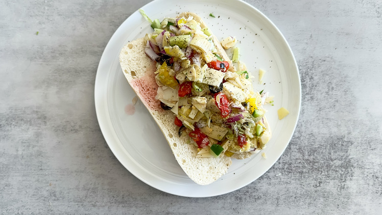 loaded vegetarian Italian chopped sandwich