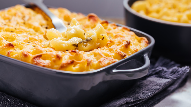 homemade mac and cheese in a casserole dish