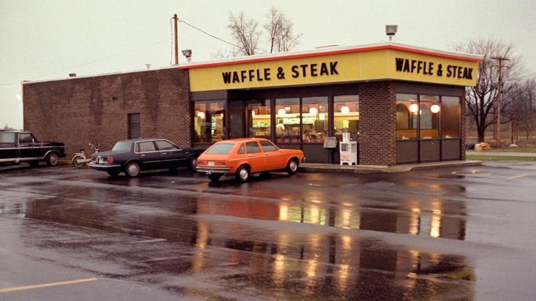 Cars parked outside Waffle Steak