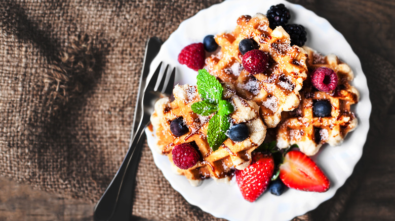 Waffle iron with butter and flour