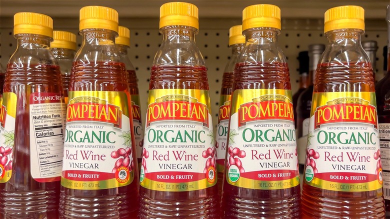 Bottles of Pompeian red wine vinegar