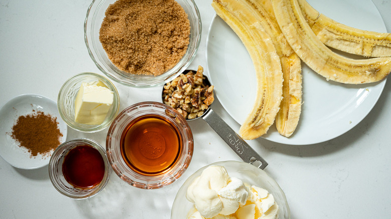 ingredients for walnut bananas foster