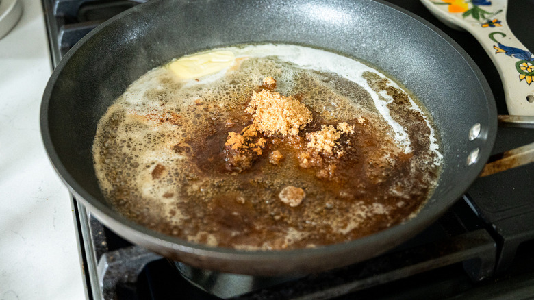 brown sugar in pan