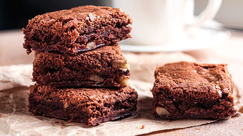 Brownies on a table