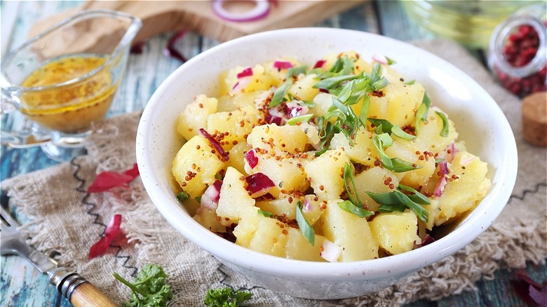 German potato salad in bowl 