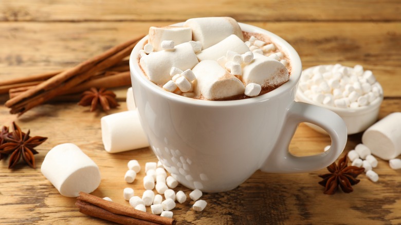 Hot chocolate with various marshmallows