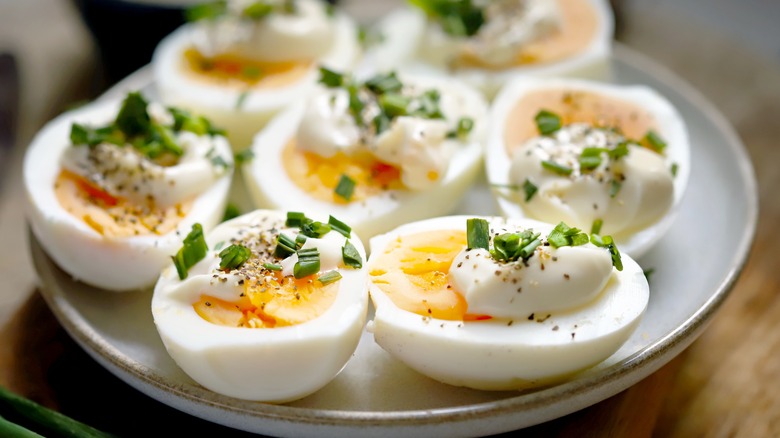 Deviled eggs with chives