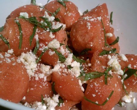 Watermelon and basil salad