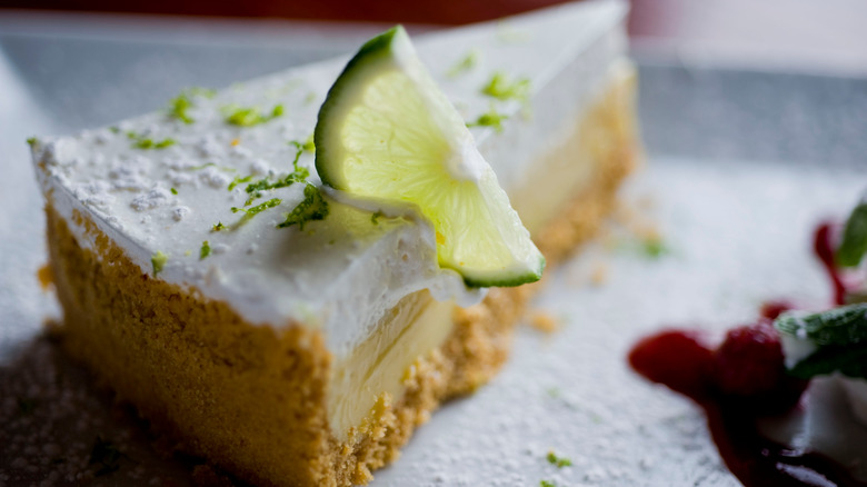 Slice of key lime pie