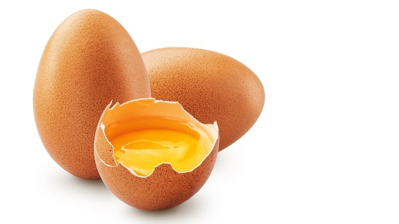 egg yolk in brown shell